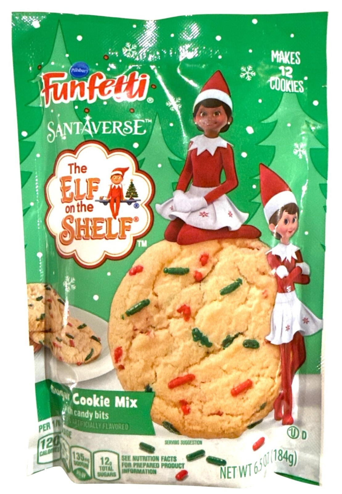 Pillsbury Funfetti Elf On The Shelf Sugar Cookie Mix Bag 6.5oz Holiday/Christmas