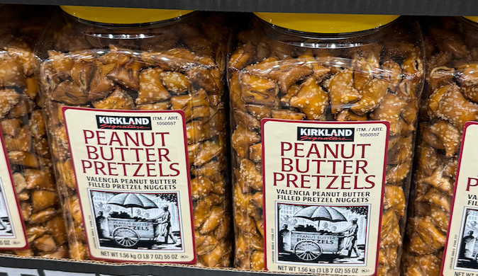 2 Jars Kirkland Signature Valencia Peanut Butter Filled Pretzel 55 oz Each Jar