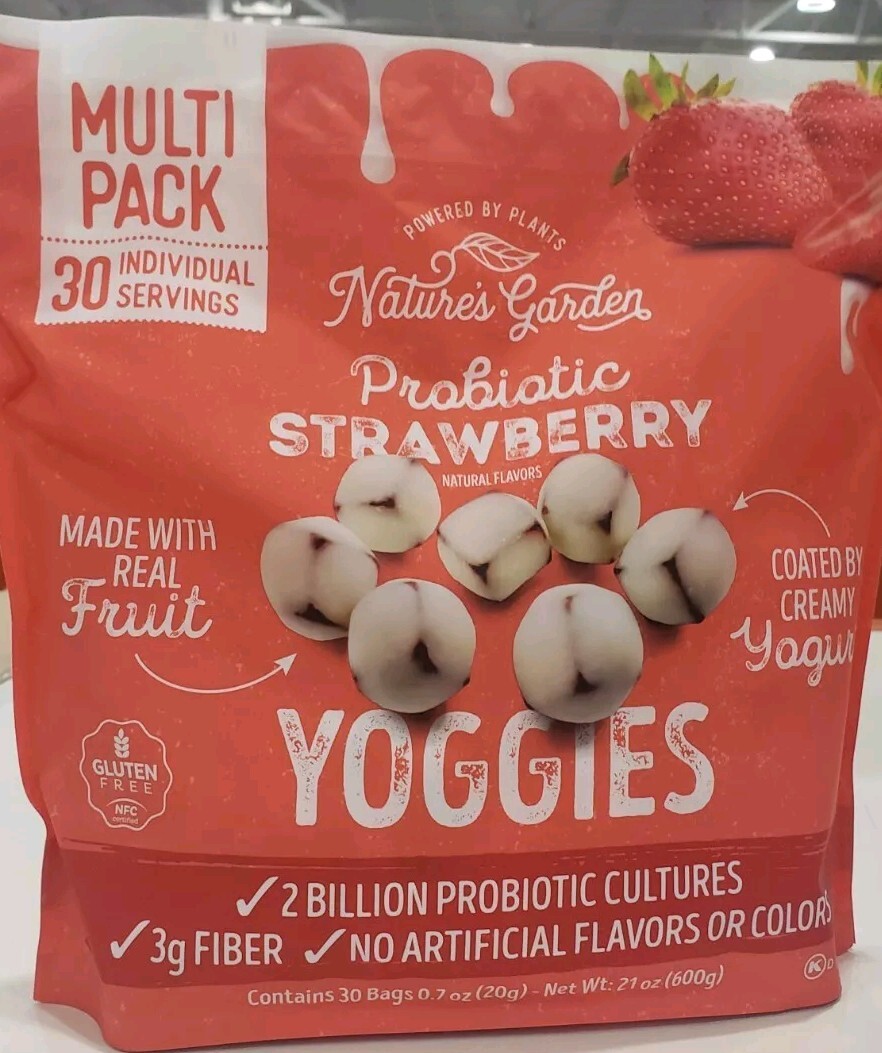 Yoggies Probiotic Strawberry Gluten Free Real Fruit Pieces Nature’s Garden 21 Oz