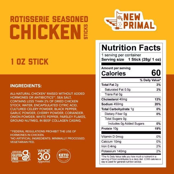 Rotisserie Seasoned Chicken Meat Sticks Bag – 1oz/5ct