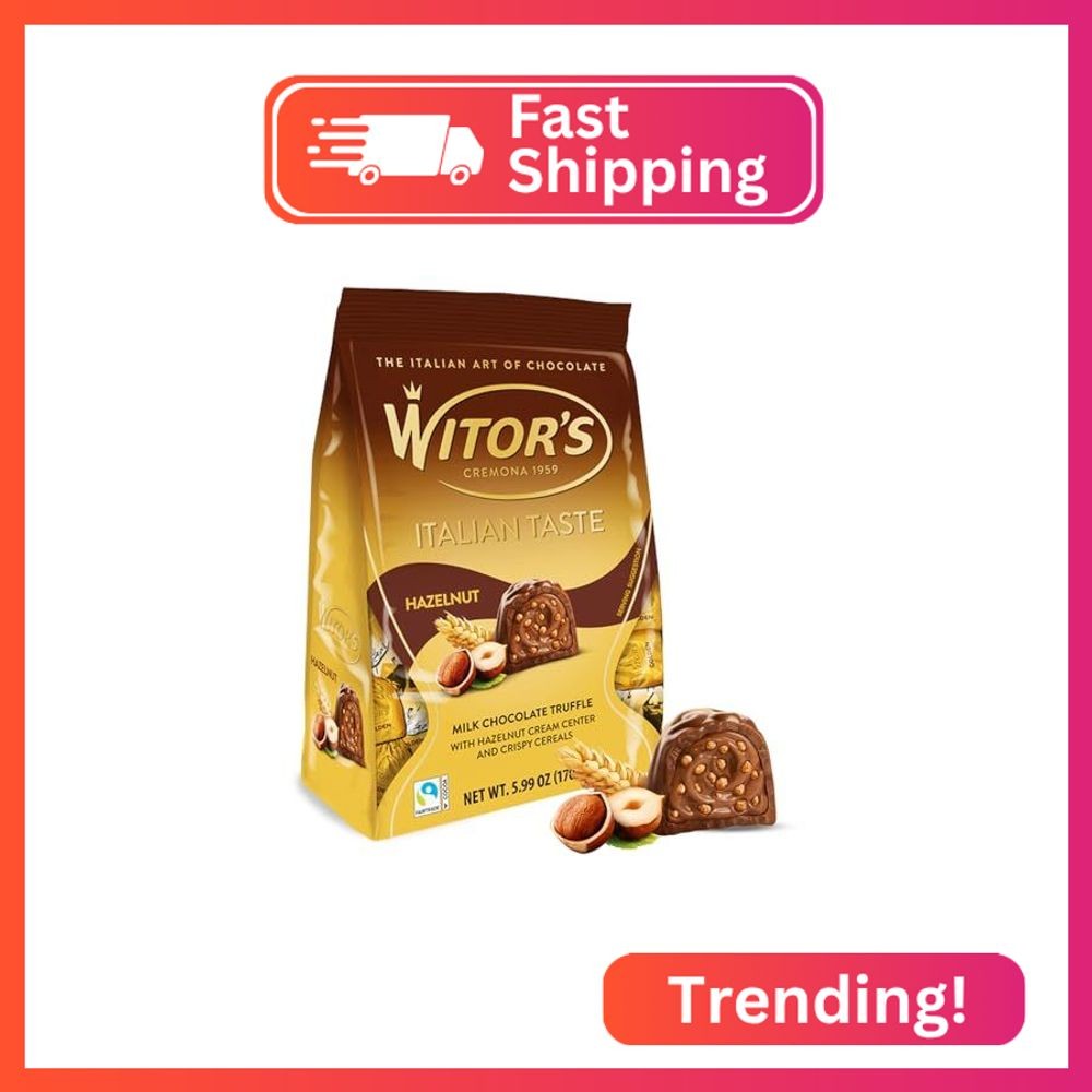 Witor’s Chocolate Truffles, Creamy & Crispy Filling, Hazelnut, 5.99 Ounce