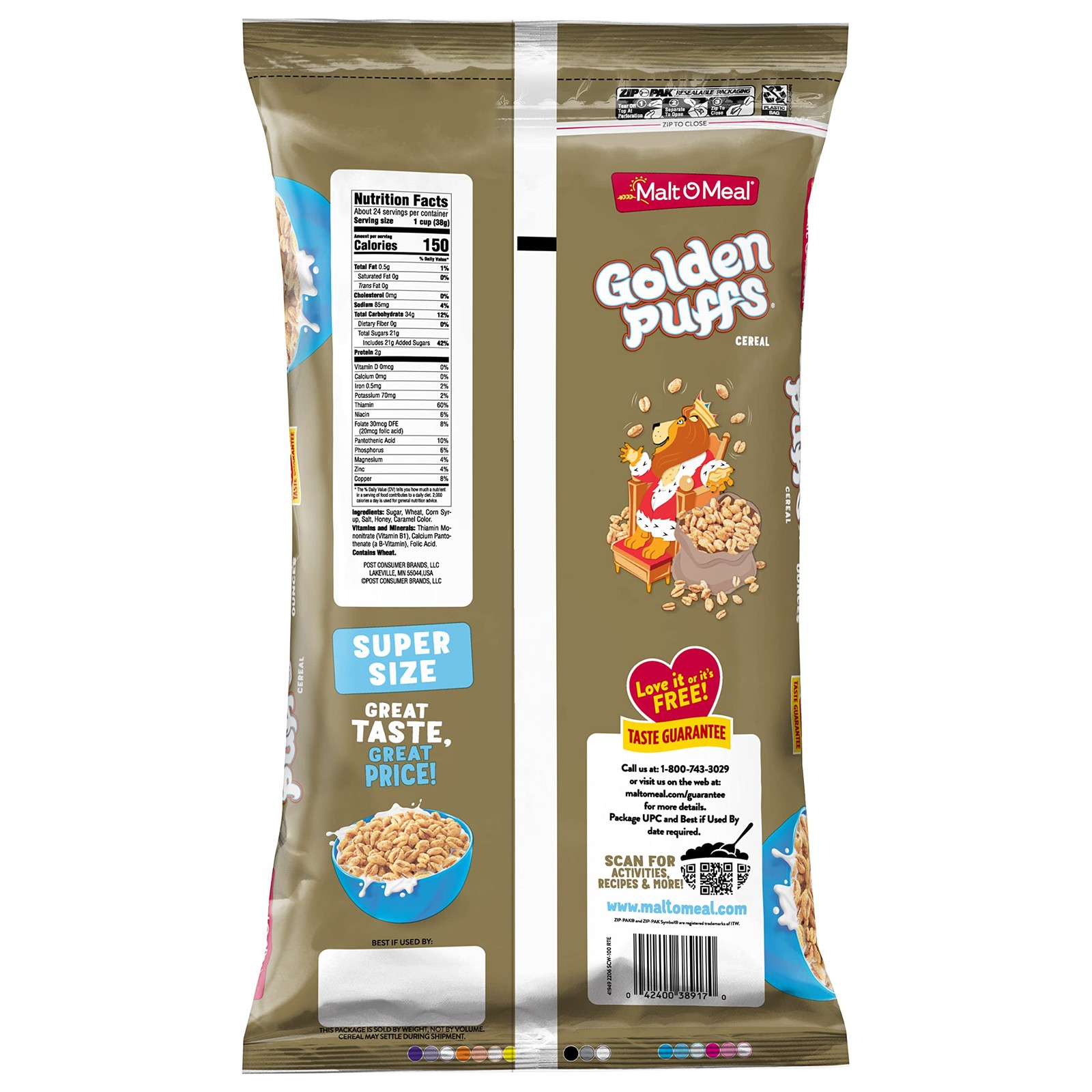 Malt-O-Meal Golden Puffs Sweetened Puffed Wheat 32 Ounce (Pack of 1)