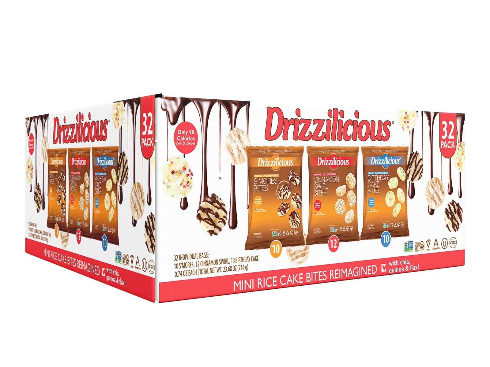 Drizzilicious Variety Pack .74oz 32 count | S’mores, Cinnamon Swirl and Birthday