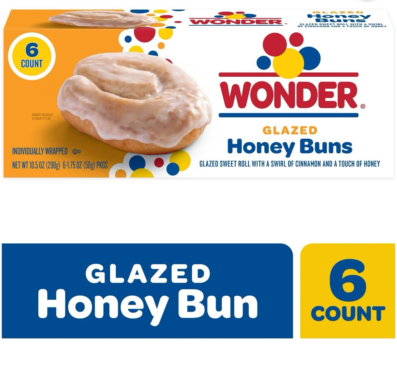 2 PK – Wonder Glazed 🍯 Honey Buns – Individually Wrapped Snacks 6/10.5 oz