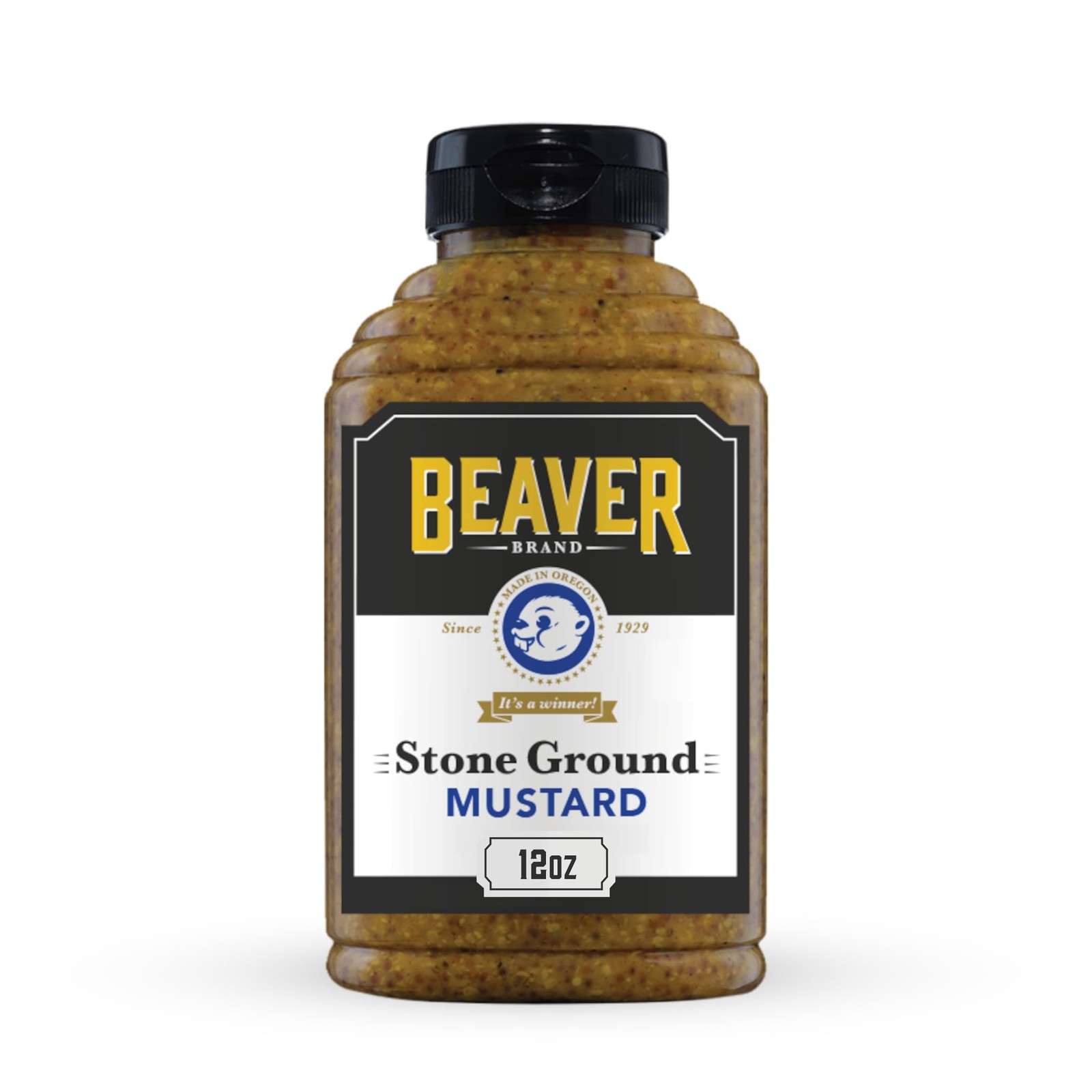 Beaver Brand Stone Ground Mustard, Traditional German-Style Whole 12 Ounce