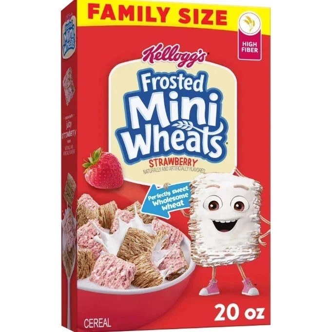 Kellogg’s Frosted Mini-Wheats Breakfast Cereal, Kids Cereal, Strawberry, 20oz Bo