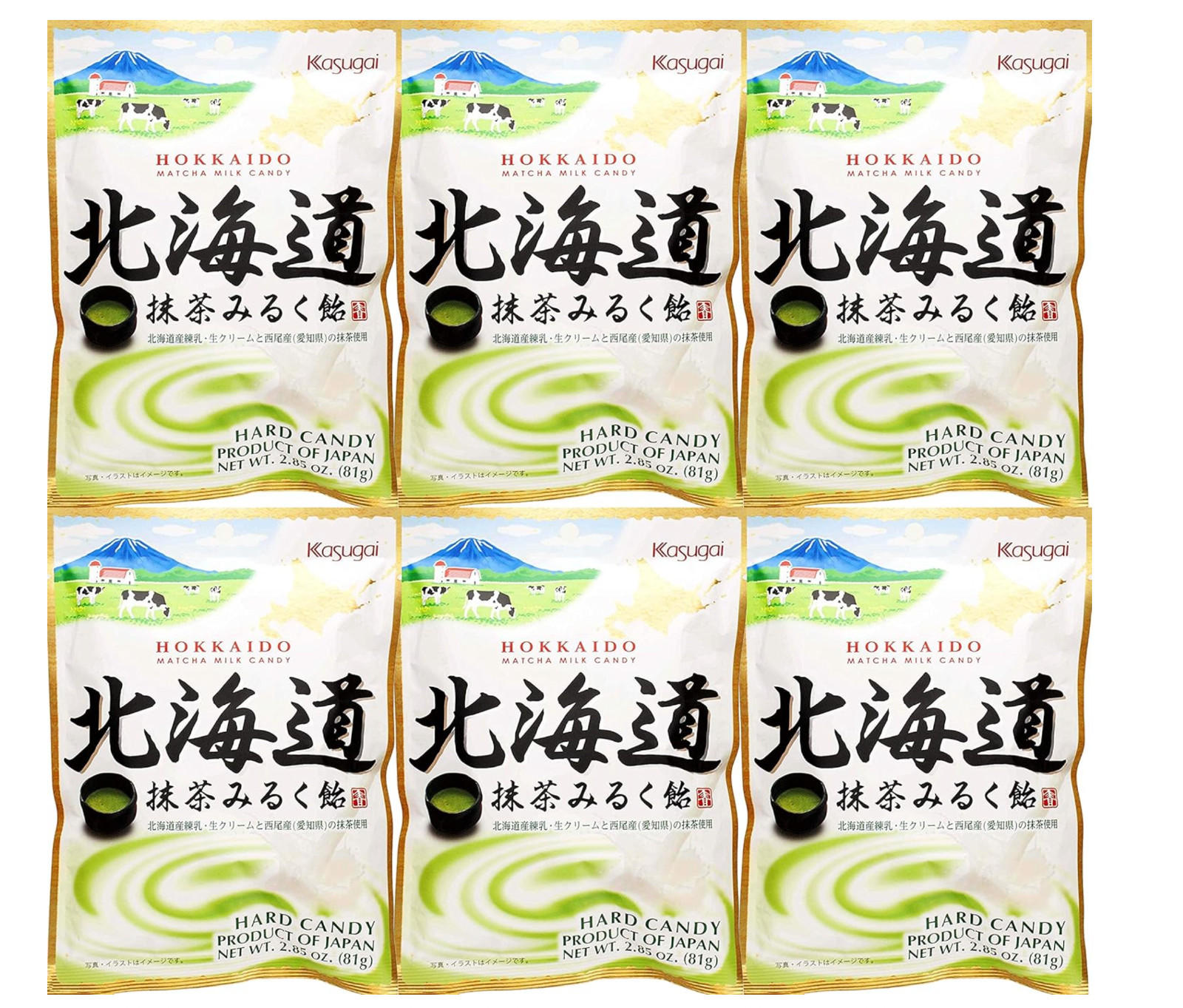 Kasugai Hokkaido Japanese Matcha Milk Candy 2.85oz (Pack of 6)