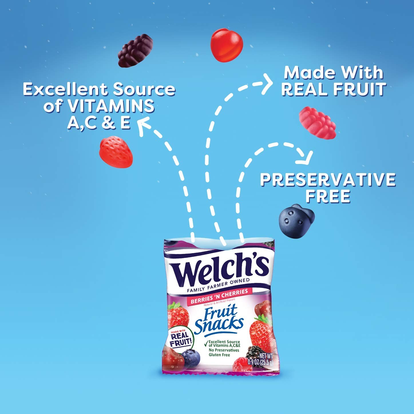Welch’s Fruit Snacks, Berries ‘N Cherries, Gluten Free, 1.55-oz Bulk (144 Count)
