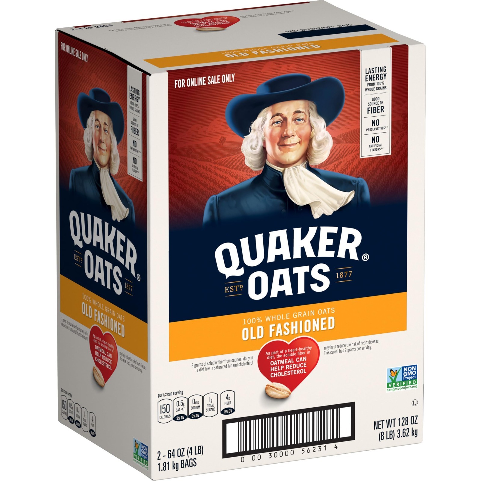 Non-GMO Old Fashioned Rolled Oats – 2 x 64oz Bags, 90 Servings, 4 lbs Total
