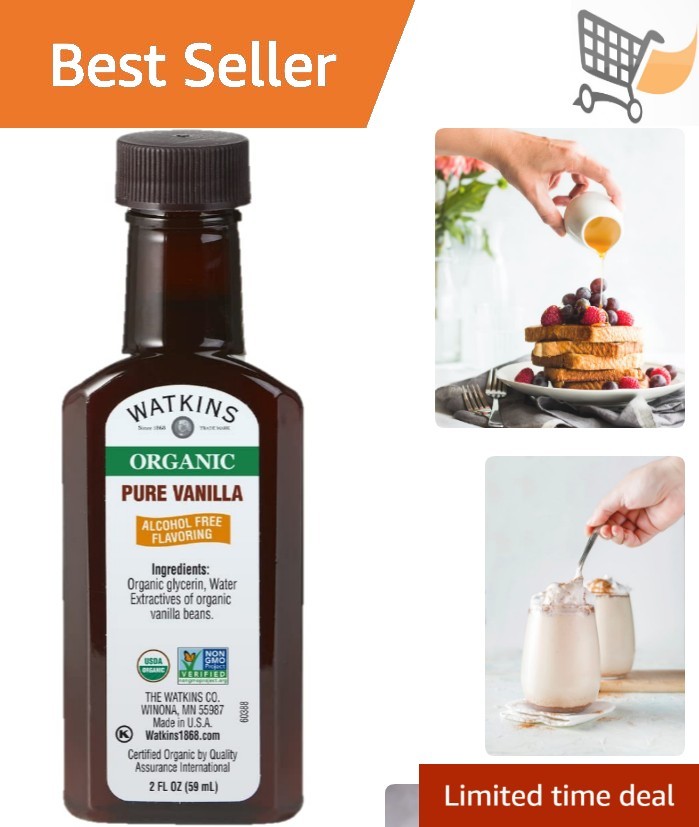 Organic Vanilla Flavoring Alcohol Free 2 Fl Oz Natural Kosher Gluten Free