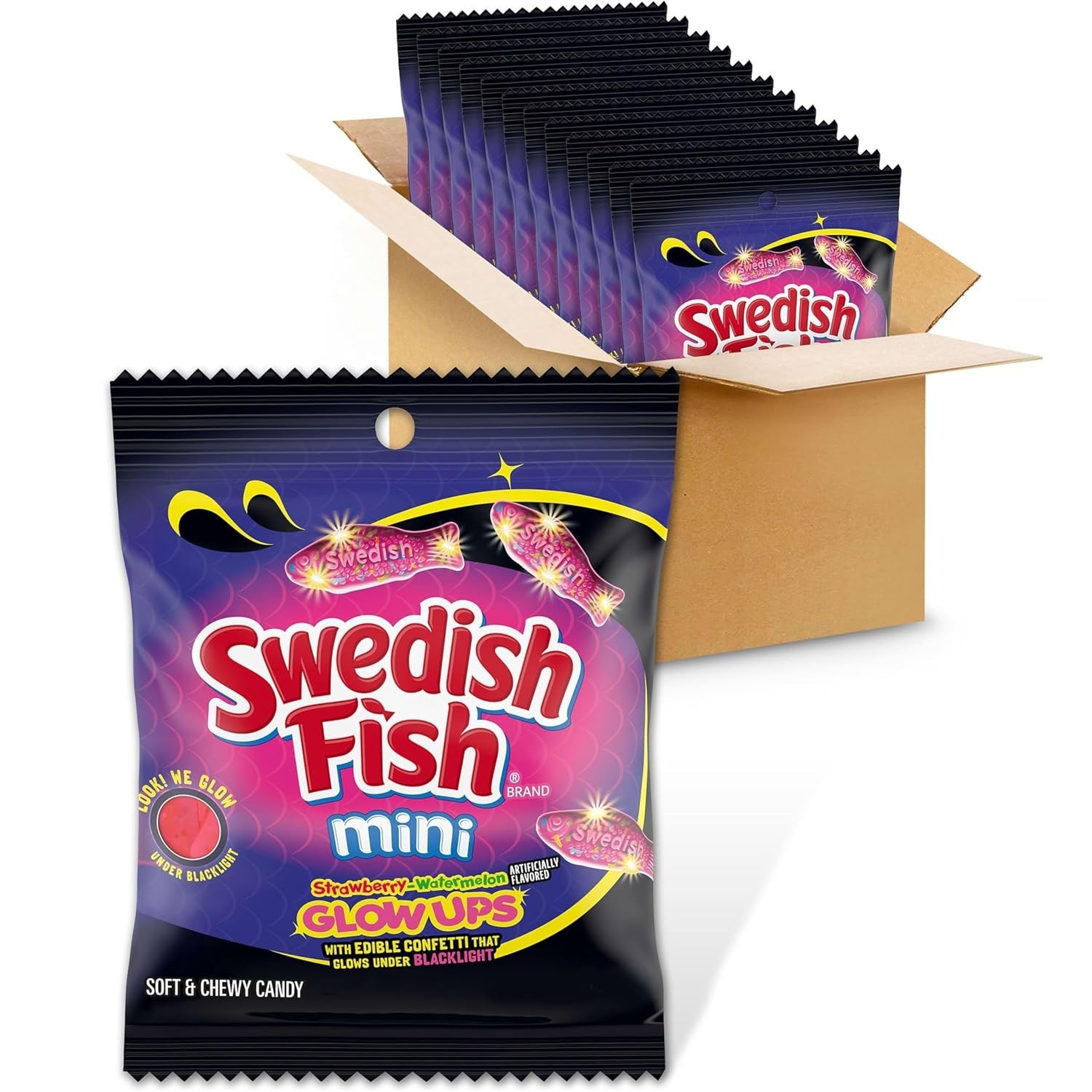 Bulk 36.96 oz Mini Glow Ups Strawberry-Watermelon Gummies with Edible Confetti