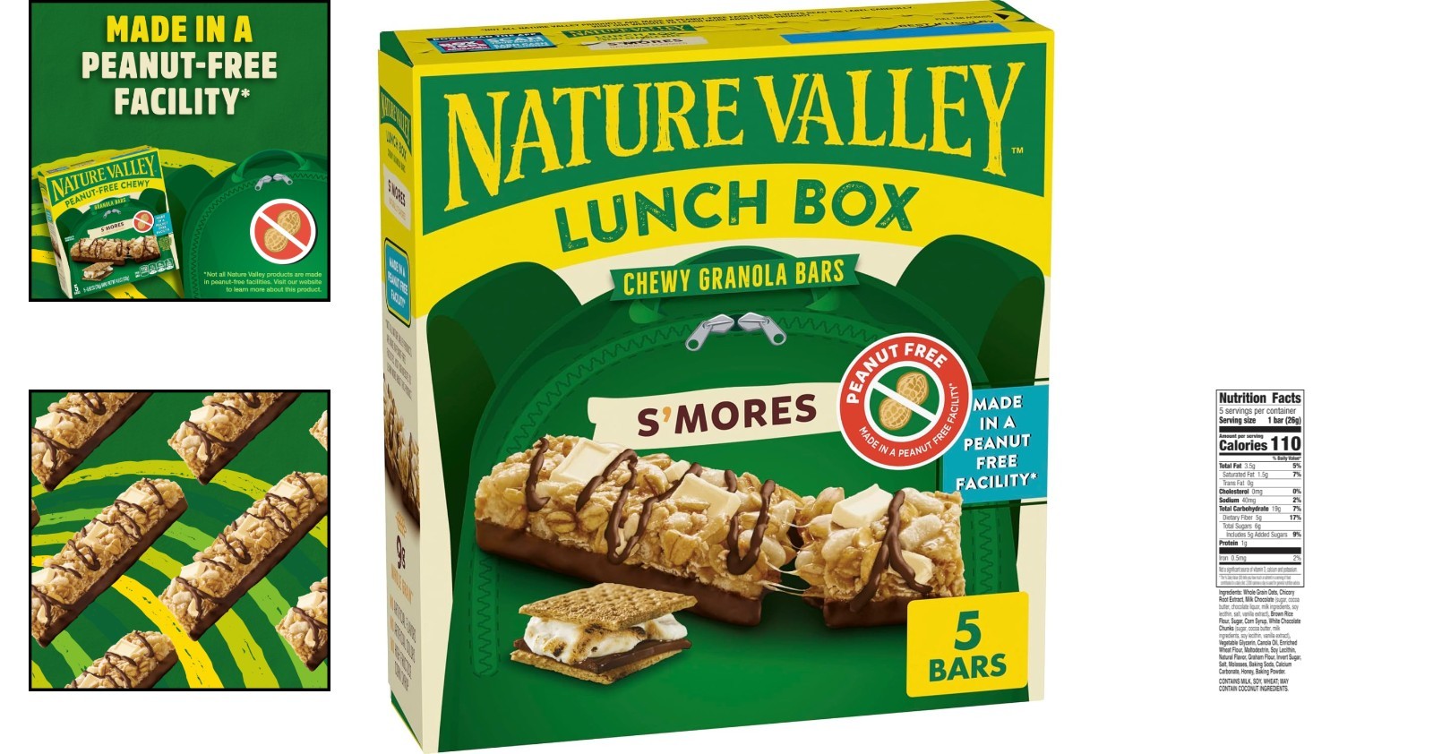 5-Pack Peanut-Free S’mores Chewy Granola Bars, Perfect for Instant Snacking