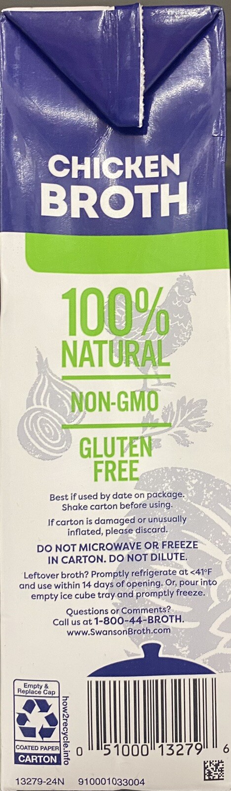 SWANSON Chicken Broth 100% Natural 33% LESS SODIUM – 32 oz Carton 2 Lbs