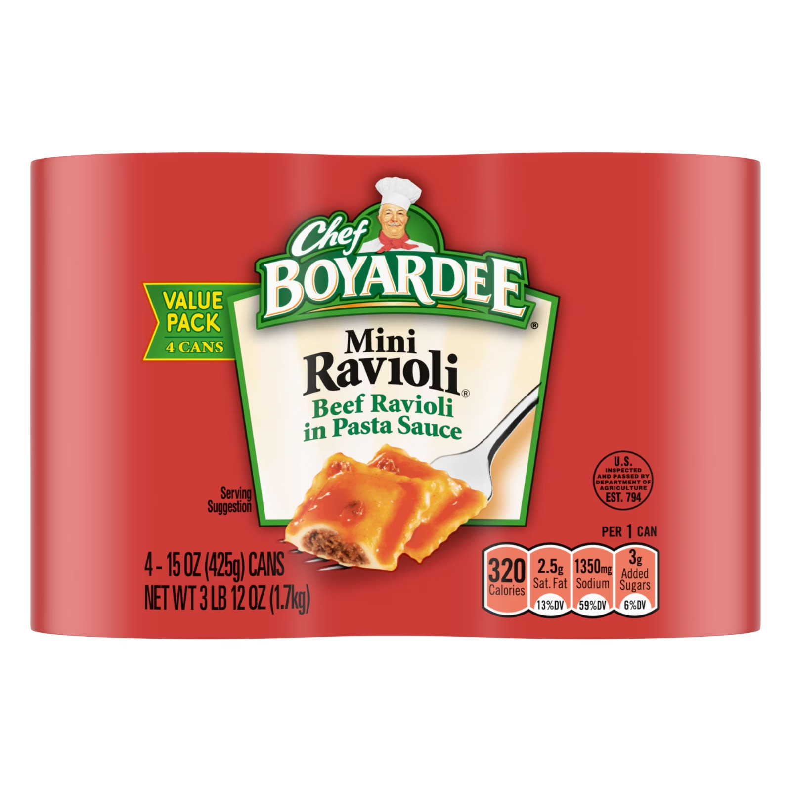 Chef Boyardee Beef Ravioli, 15 Oz, 4 Pack FREE SHIPPING