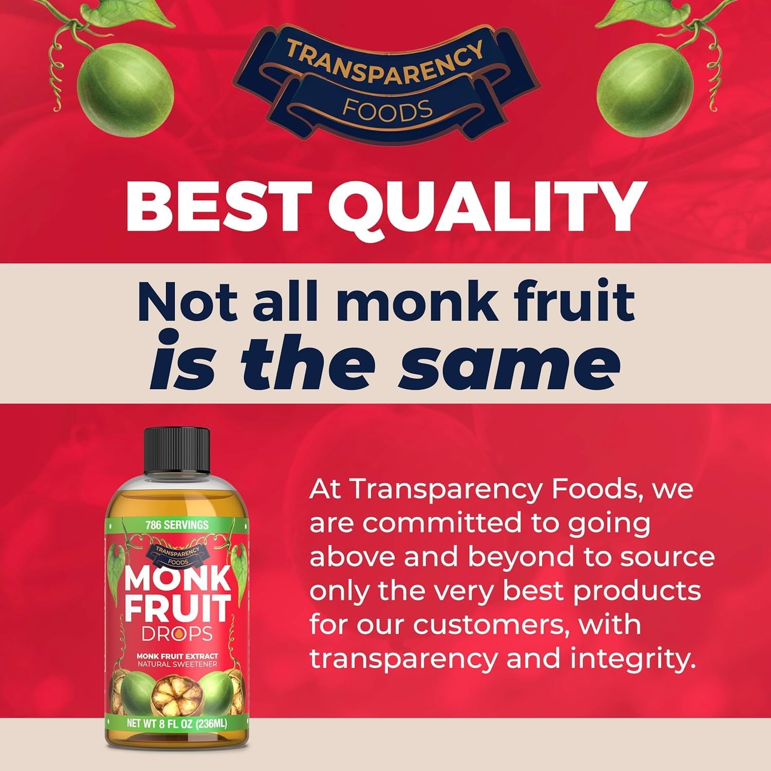 Zero Calorie Monk Fruit Liquid – 6 Drops = 1 Tsp Sugar, No Fillers, Best Quality