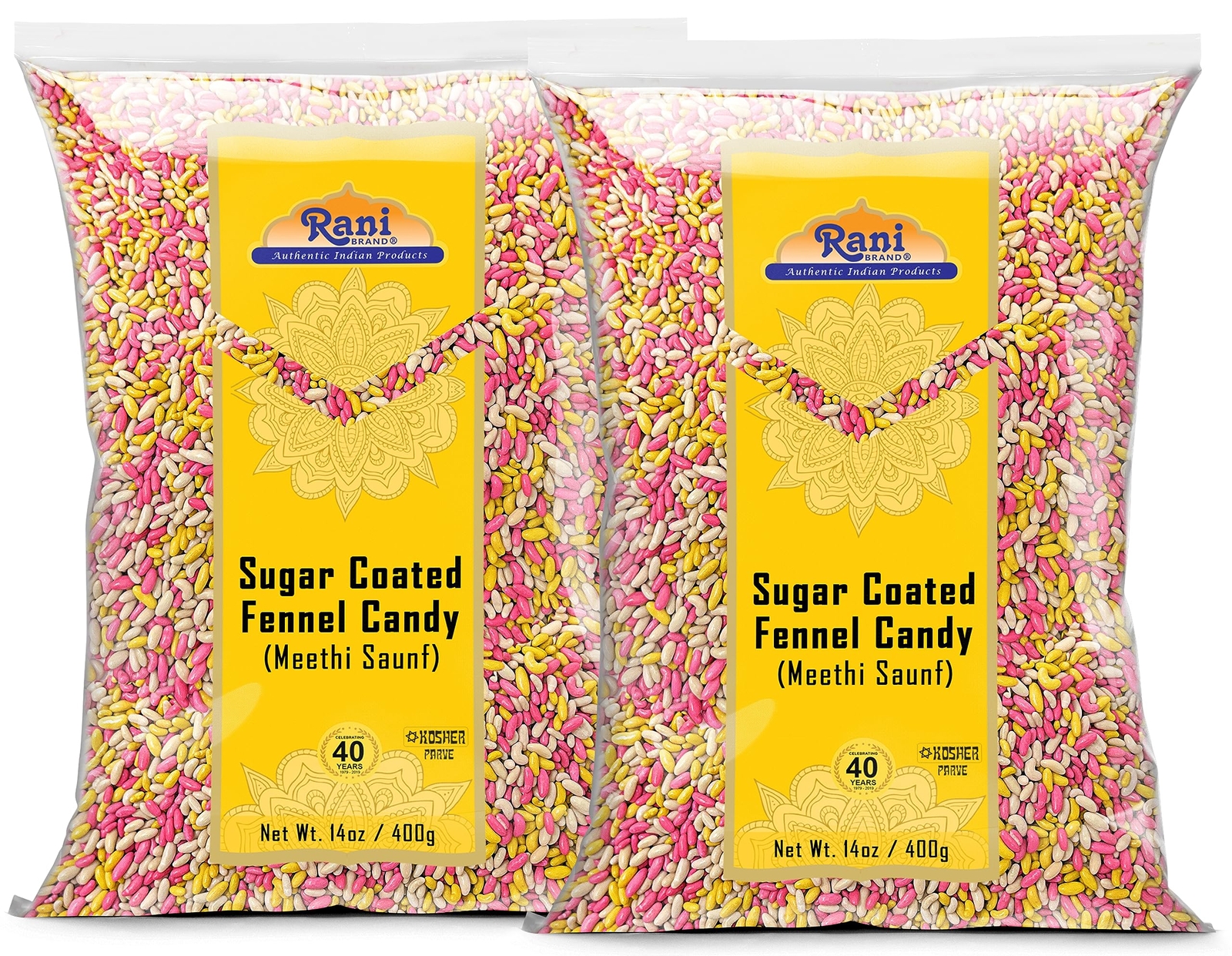 Rani Sugar Coated Fennel Candy 14oz (400g) – [Pack of 2 / 800g 28oz total]