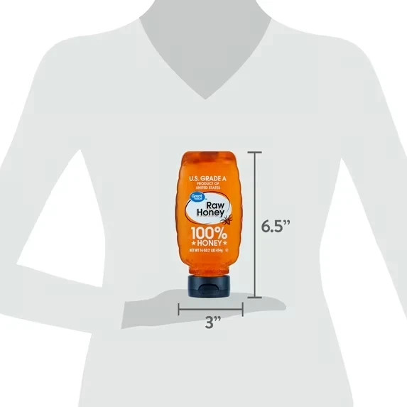 Great Value Raw Honey, 16 oz Squeeze Bottle New