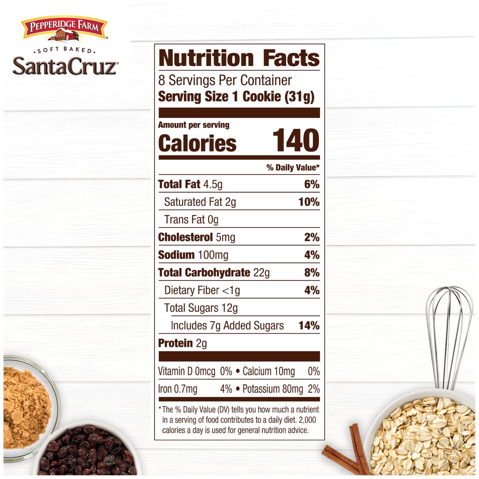 Pepperidge Farm Santa Cruz Soft Baked Oatmeal 8.6 Ounce (Pack of 1), brown