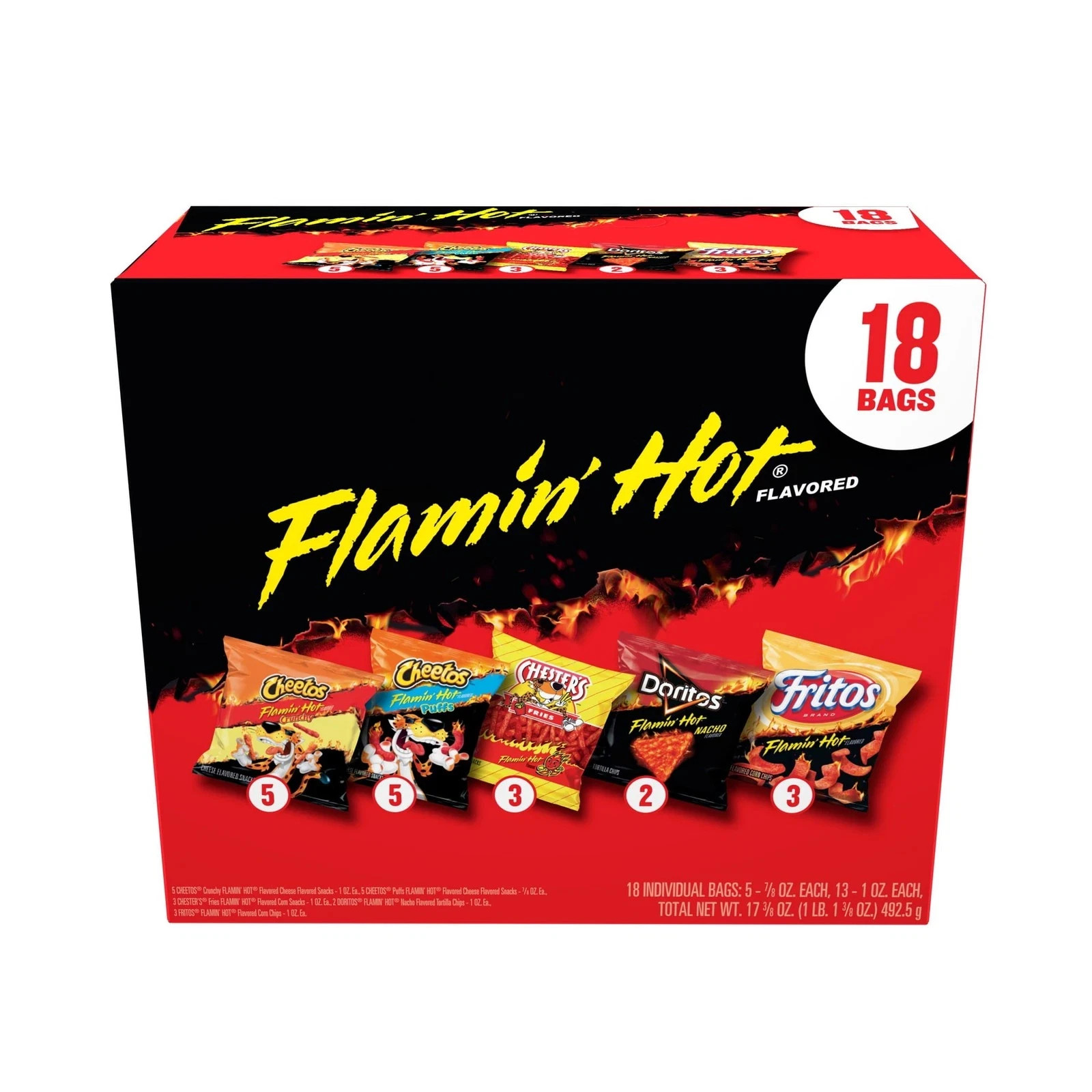 New Frito-Lay Flamin’ Hot Mix Variety Pack Snack Chips, 18 Count Multipack New..