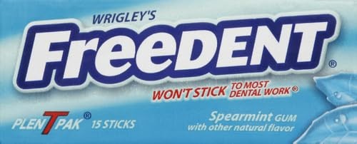 Wrigley’s Freedent Gum Plen T Packs, Spearmint, 15 ct
