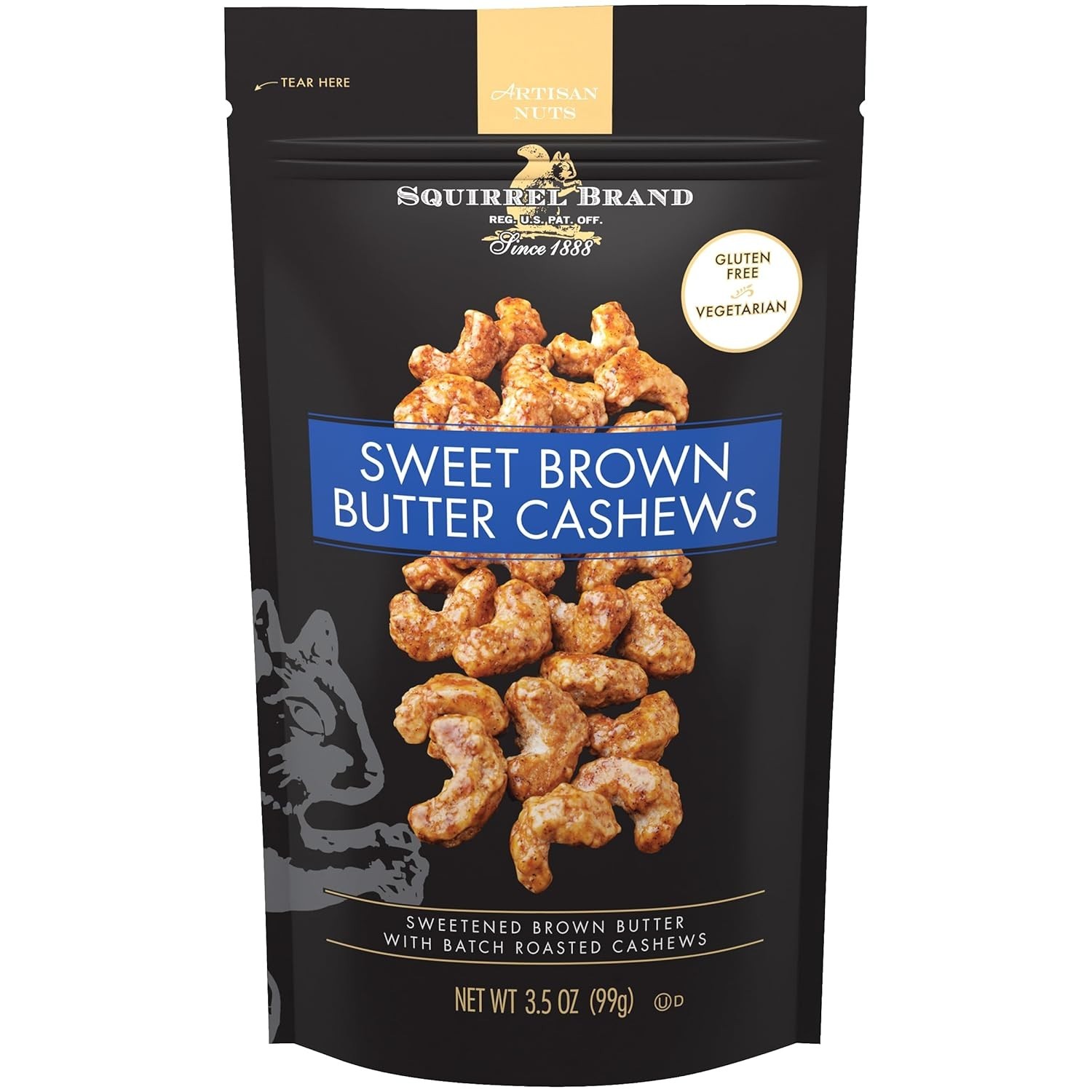 Sweet Brown Butter Cashews – 3.5 oz Artisan Snack, Gluten Free & Vegetarian