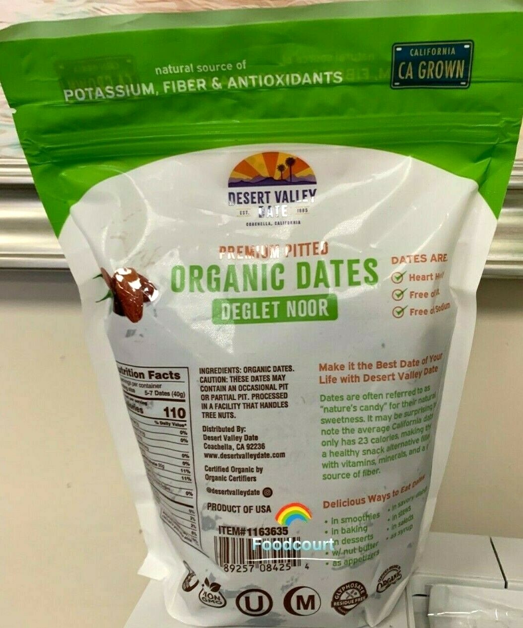 2 Packs Desert Valley Organic Dates Deglet Noor Dried Fruit 40 oz Each Pack