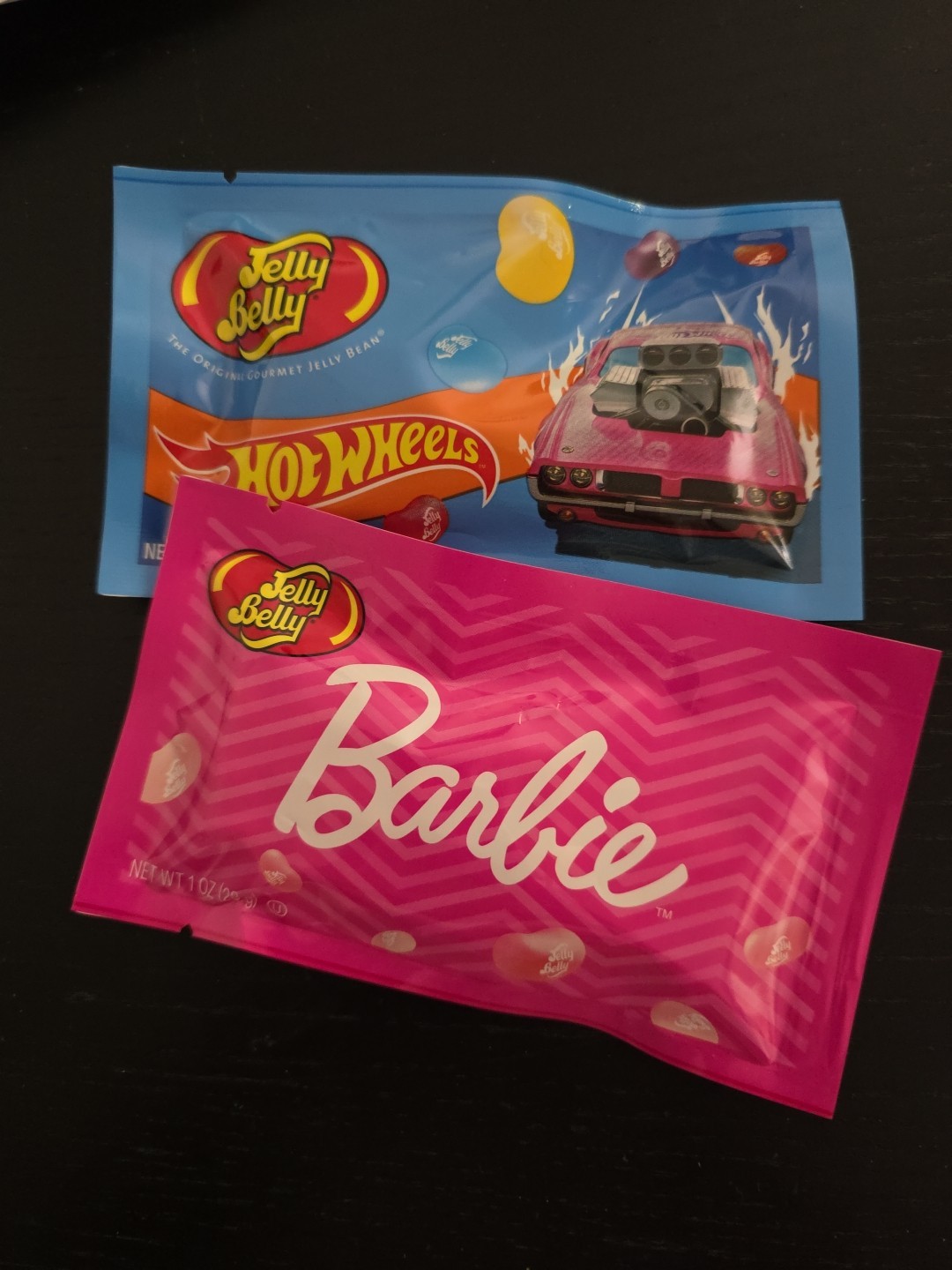 2 NEW bags Jelly Belly Jelly beans BARBIE & HOT WHEELS 1 oz each READ FLAVORS