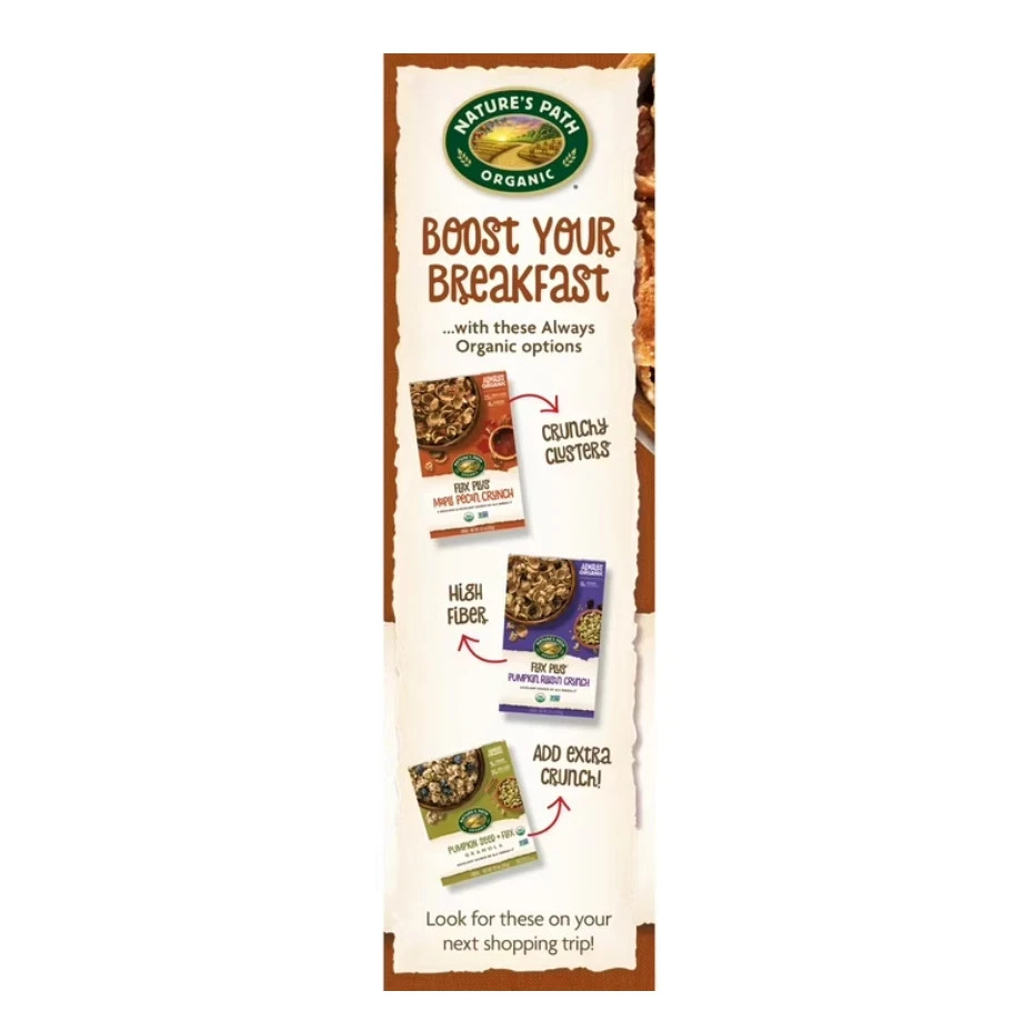 Nature’s Path Organic Breakfast Cereal, Heritage Flakes, 33.5oz Box