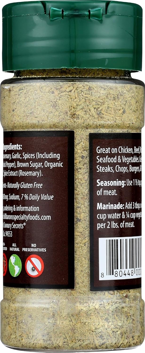Bill Baron’s Savoury Secrets #7 Rosemary Garlic Seasoning Marinade, 3.74 OZ