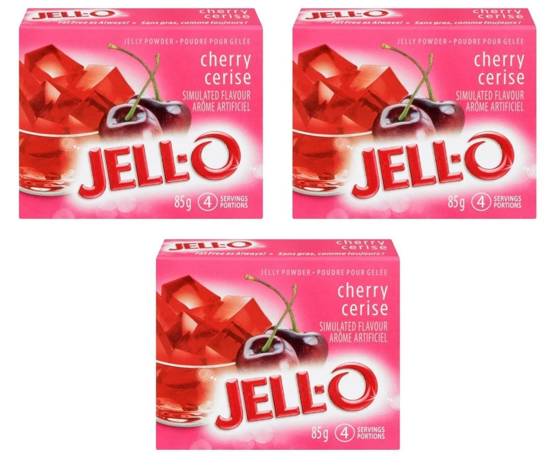 Jell-O Cherry Jelly Powder, Gelatin Mix, 85g (3 Pack)