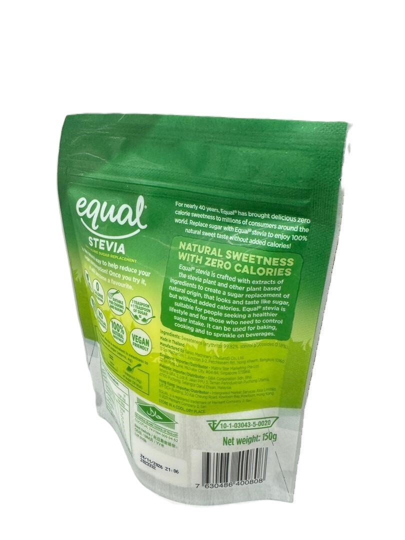 Equal Stevia Plant Based 100% Natural Sugar Replacement Pouch 150g – 2 Packs
