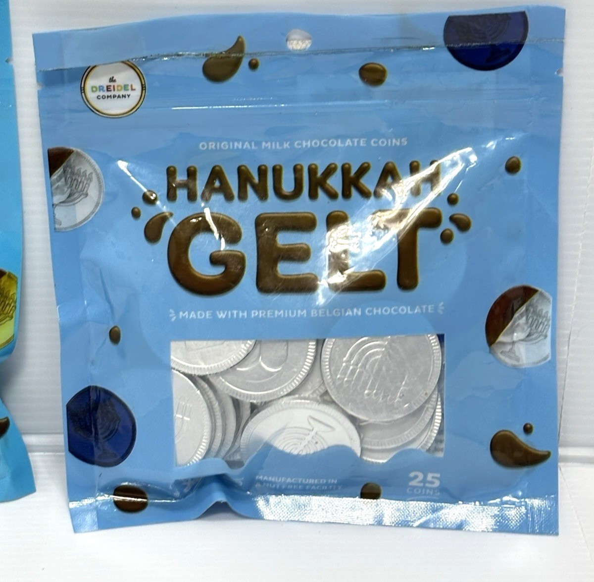 Hanukkah Gelt Milk Chocolate Coins Premium Belgian Chocolate Gold Silver 2 Pack
