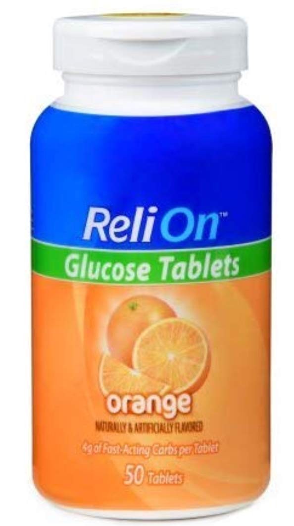 ReliOn Glucose Tablets Bundle of Fruit Punch, 50 Count (Pack 5), Orange