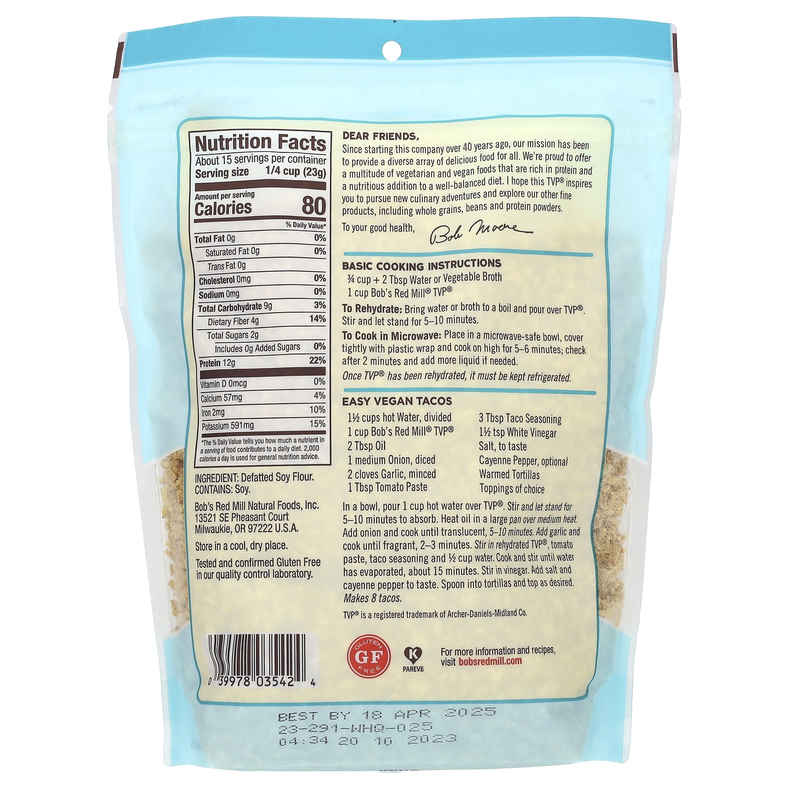 TVP, Gluten Free, 12 oz (340 g)