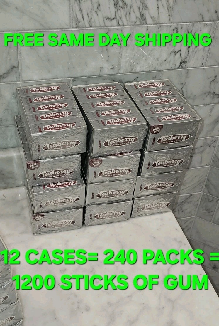 LOT OF 12 CASES, 20 PACKS PER BOX, 240 PACKS TOTAL OF Teaberry Flavored Gum NEW
