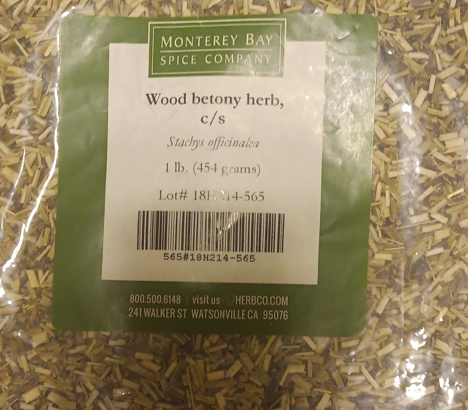 Monterey Bay Spice Company Wood Betony Herb Cut & Sifted 1 lb (454 grams)