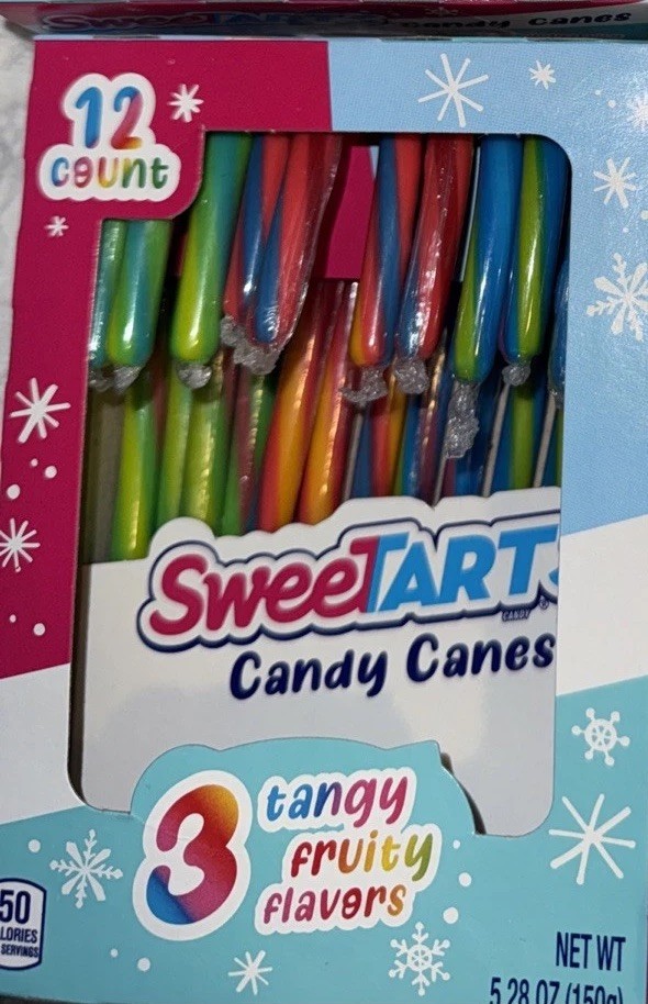 💗 SweeTarts 12 Tangy Fruit Candy Canes Punch – Apple – Cherry BB 11/2026