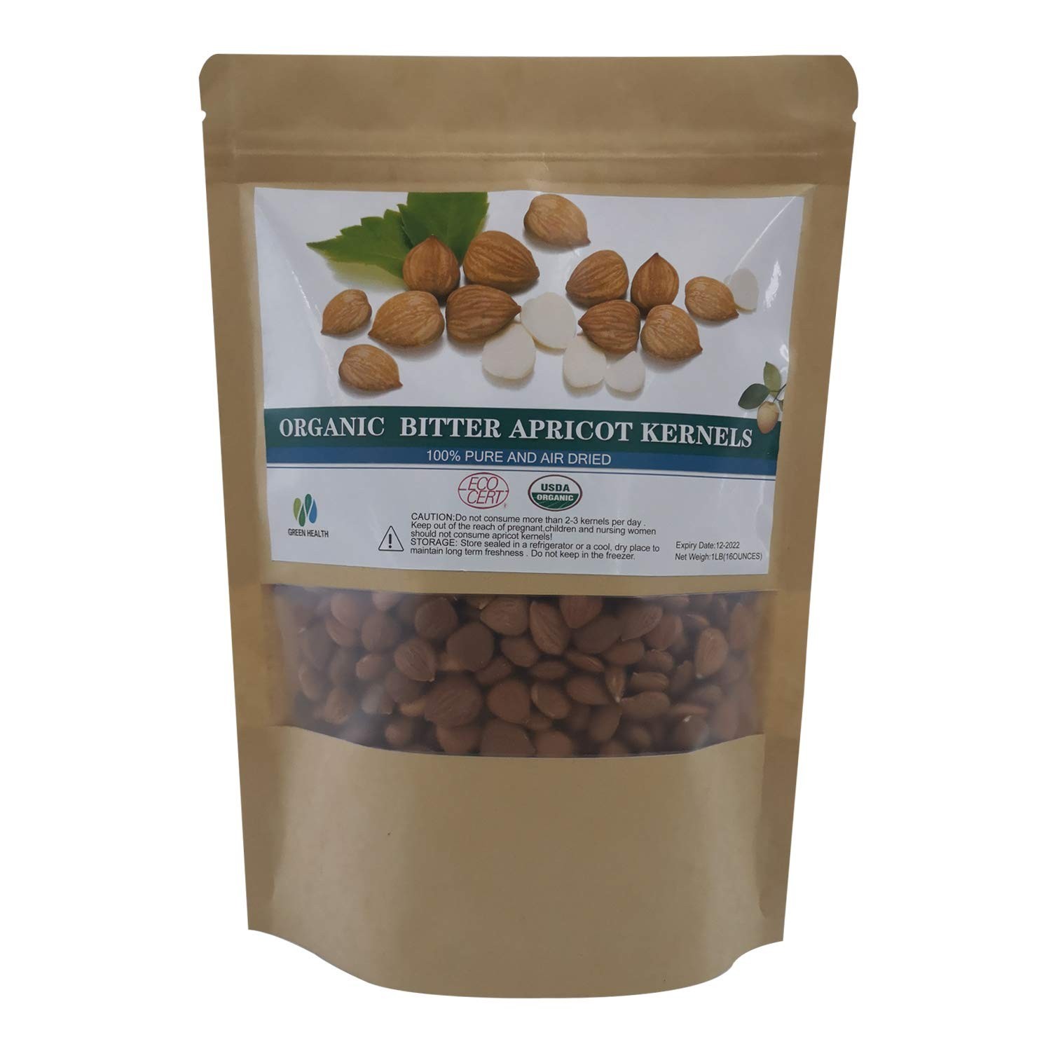 Organic Bitter Apricot Kernels 16oz – Raw, USDA Certified, Healthy Snack Seeds