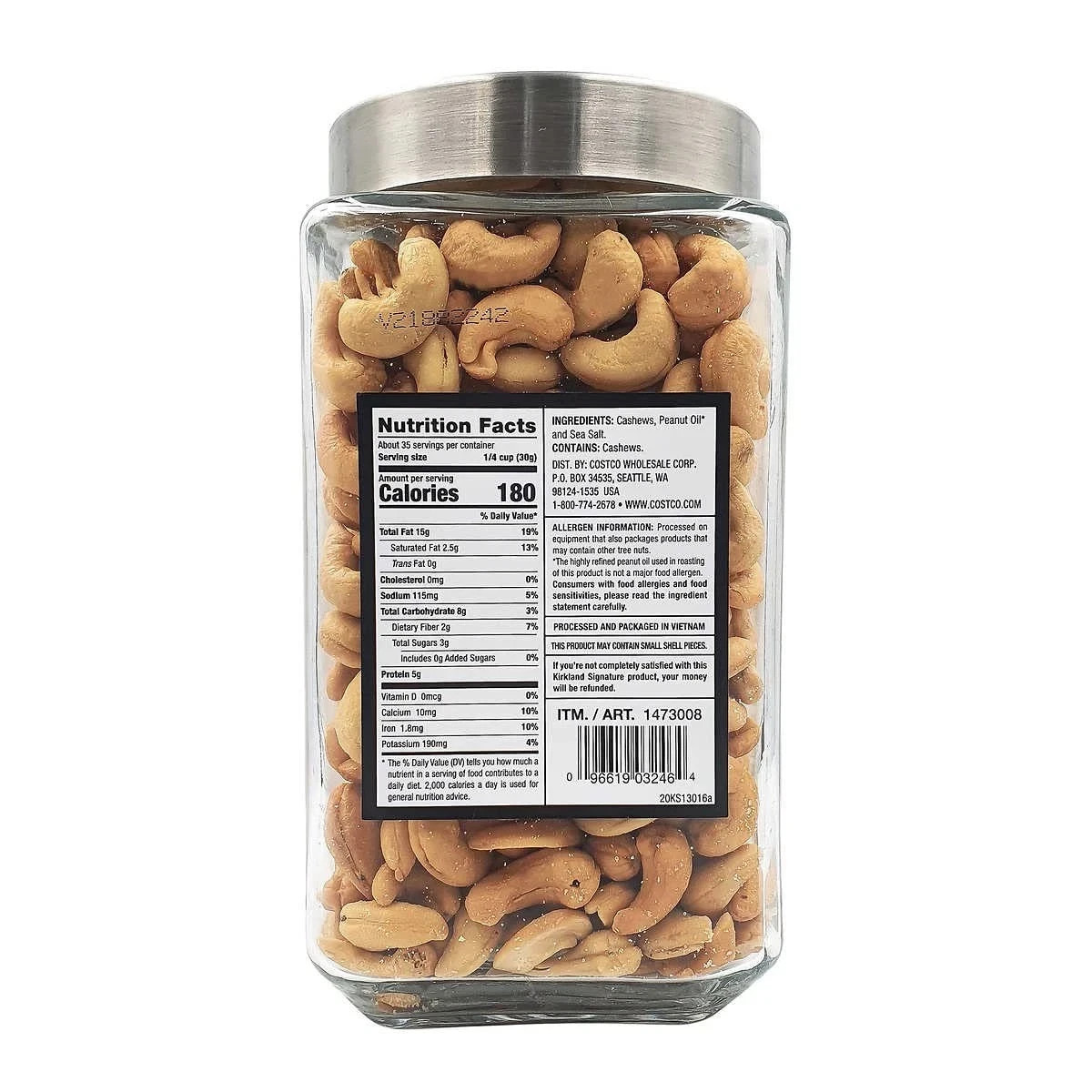 Kirkland Signature Cashews 38 Ounce Jar EXP 11/2026