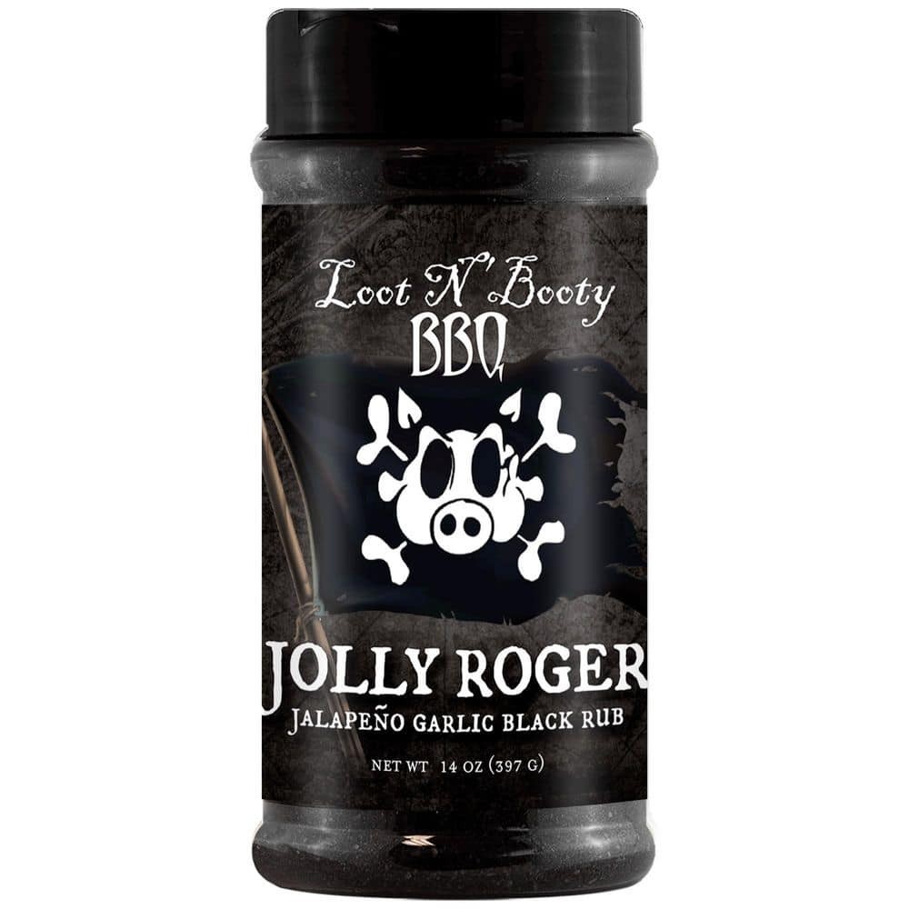 Loot N’ Booty BBQ Jolly Roger Jalapeno Garlic Black Rub 14 oz Bottle