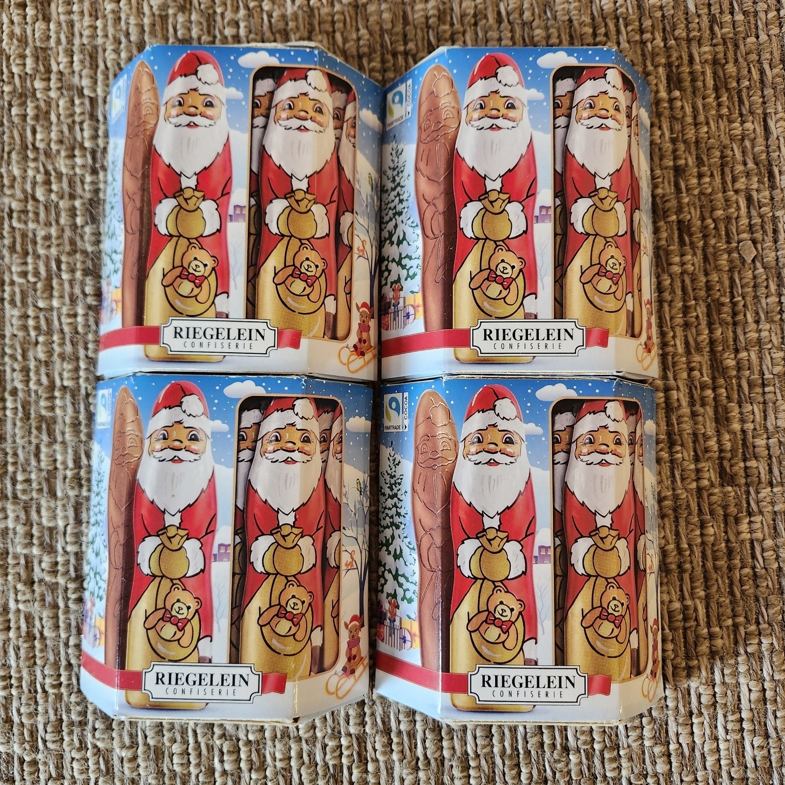 Riegelein Mini Solid Milk Chocolate Santas 4.4oz (8 Boxes) German Fair Trade