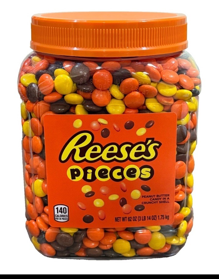 2-PACK Reese’s Pieces Peanut Butter Candy 62 oz each Jar Bulk Party Candy