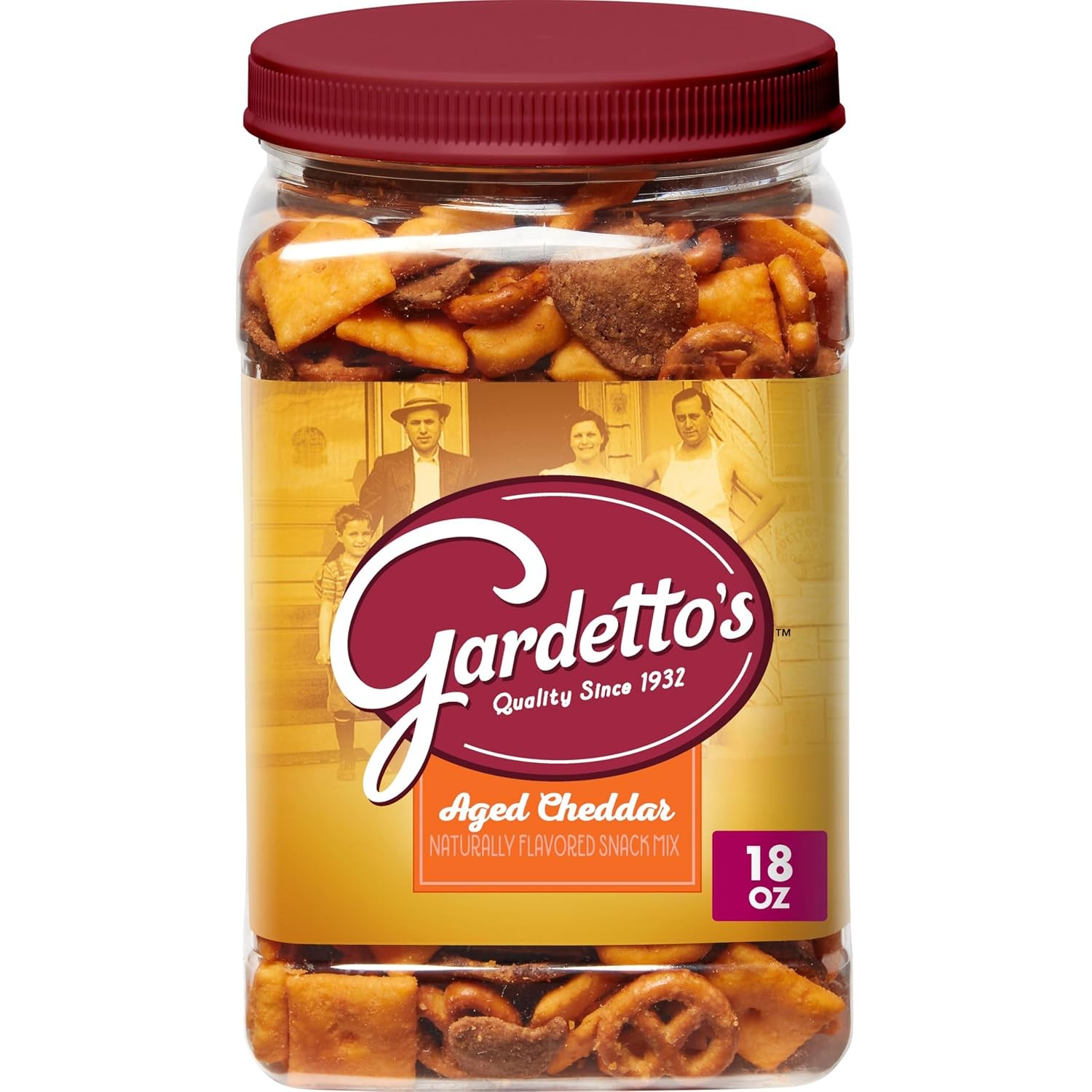 Gardetto’s Aged Cheddar Snack Mix, Salty Snacks Tub, 18 oz