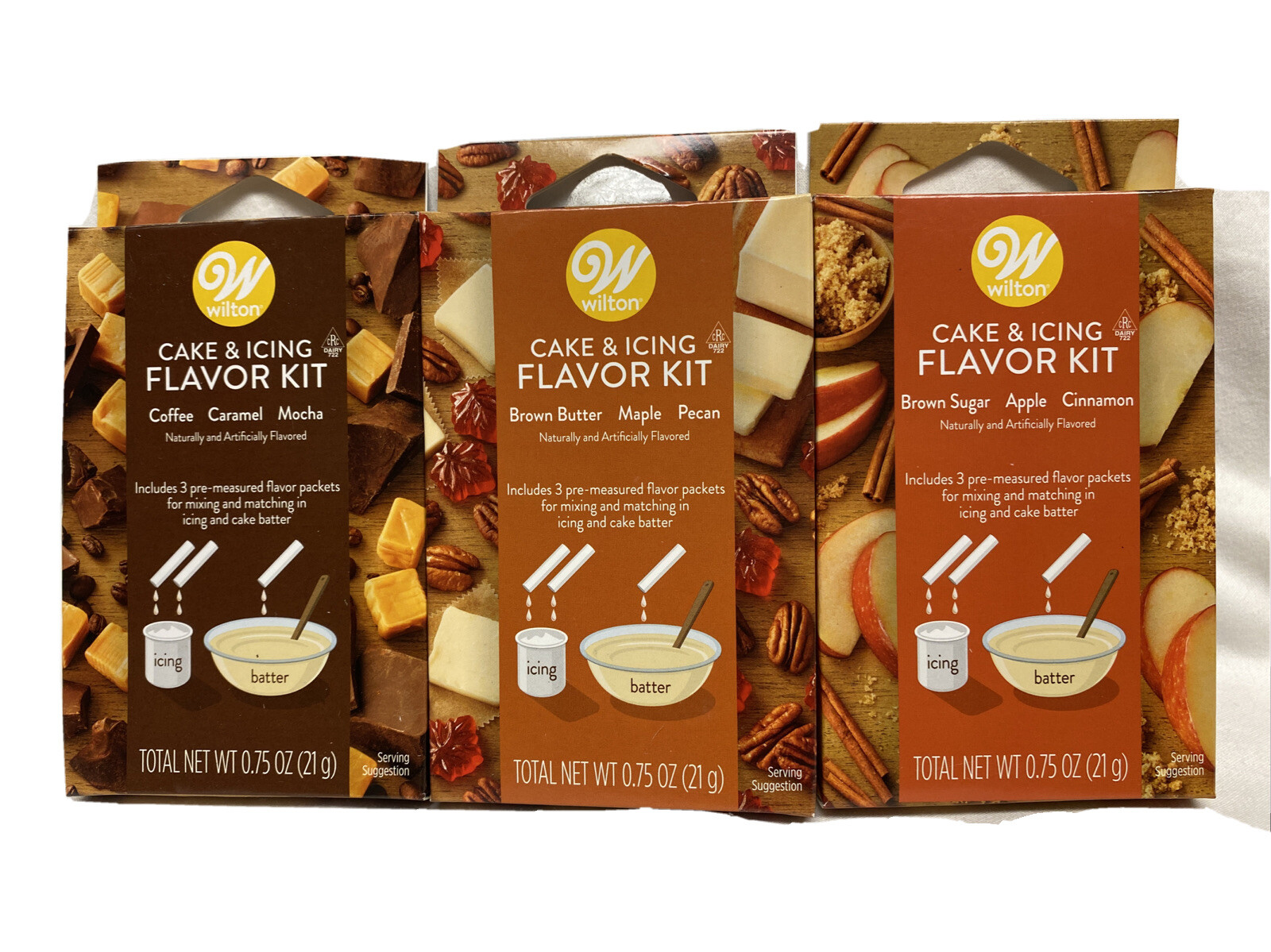 3 Wilton Cake & Icing Flavor Kits 3 Flavors Per Box, 9 Total Different Flavors