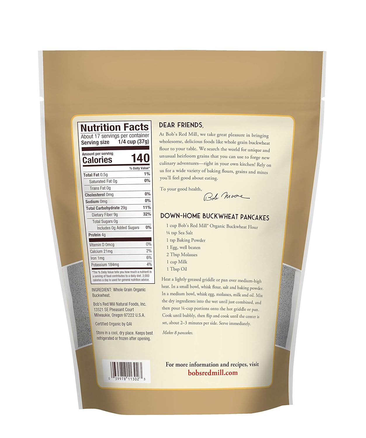 Bobs Red Mill, Organic Buckwheat Flour, 22 Ounce