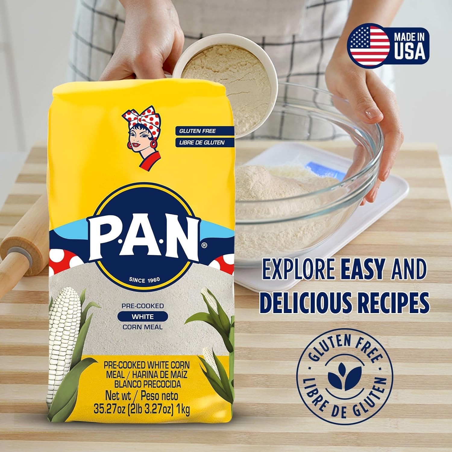 Gluten Free White Corn Meal – Pre-Cooked for Authentic Arepas 35.27 Oz
