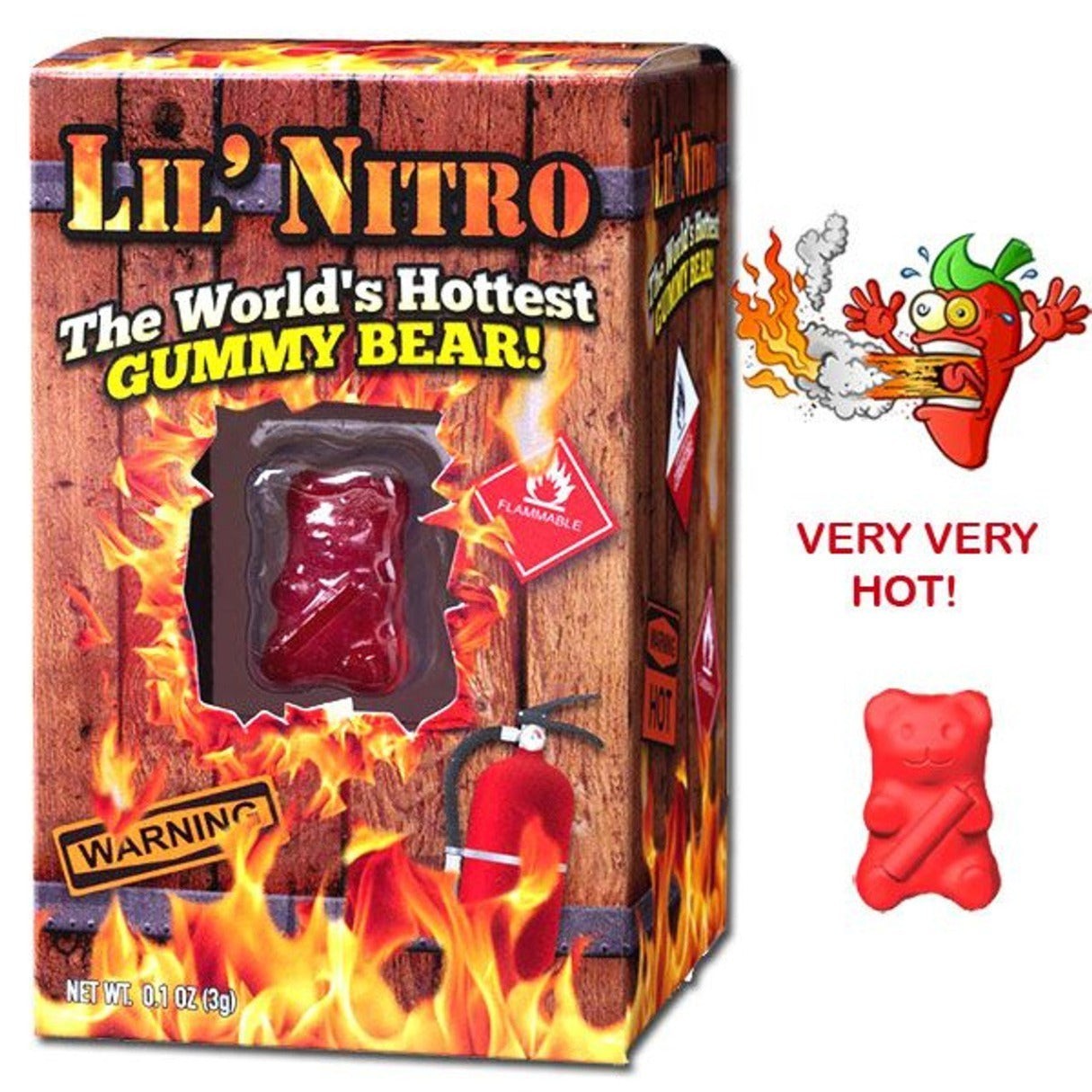 Lil Nitro World’s Hottest Gummy Bear Extreme Spicy Novelty Candy Single Box
