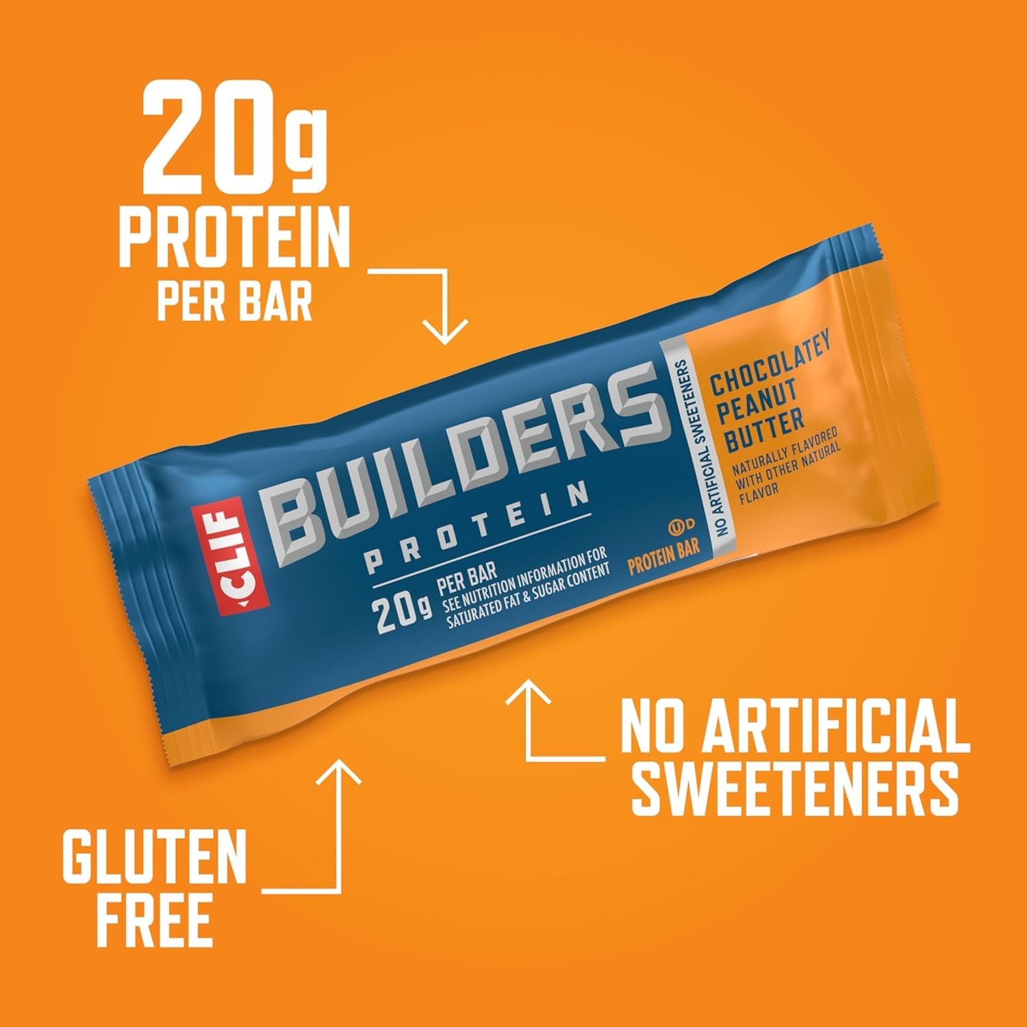 CLIF BUILDERS Protein Bars – Chocolate Peanut Butter Flavor – Plant Based
