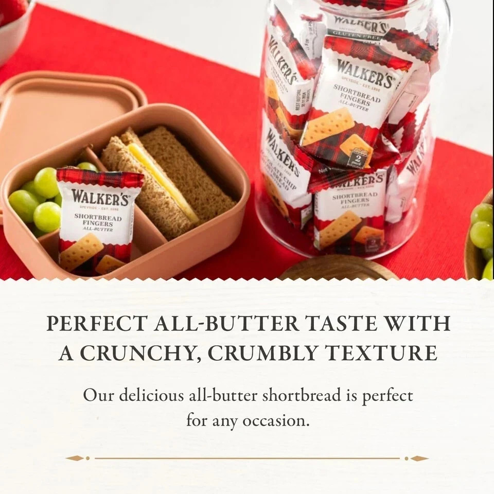 Walker’s All-Butter Shortbread Fingers – 2-Count Snack Packs (Pack of 24)