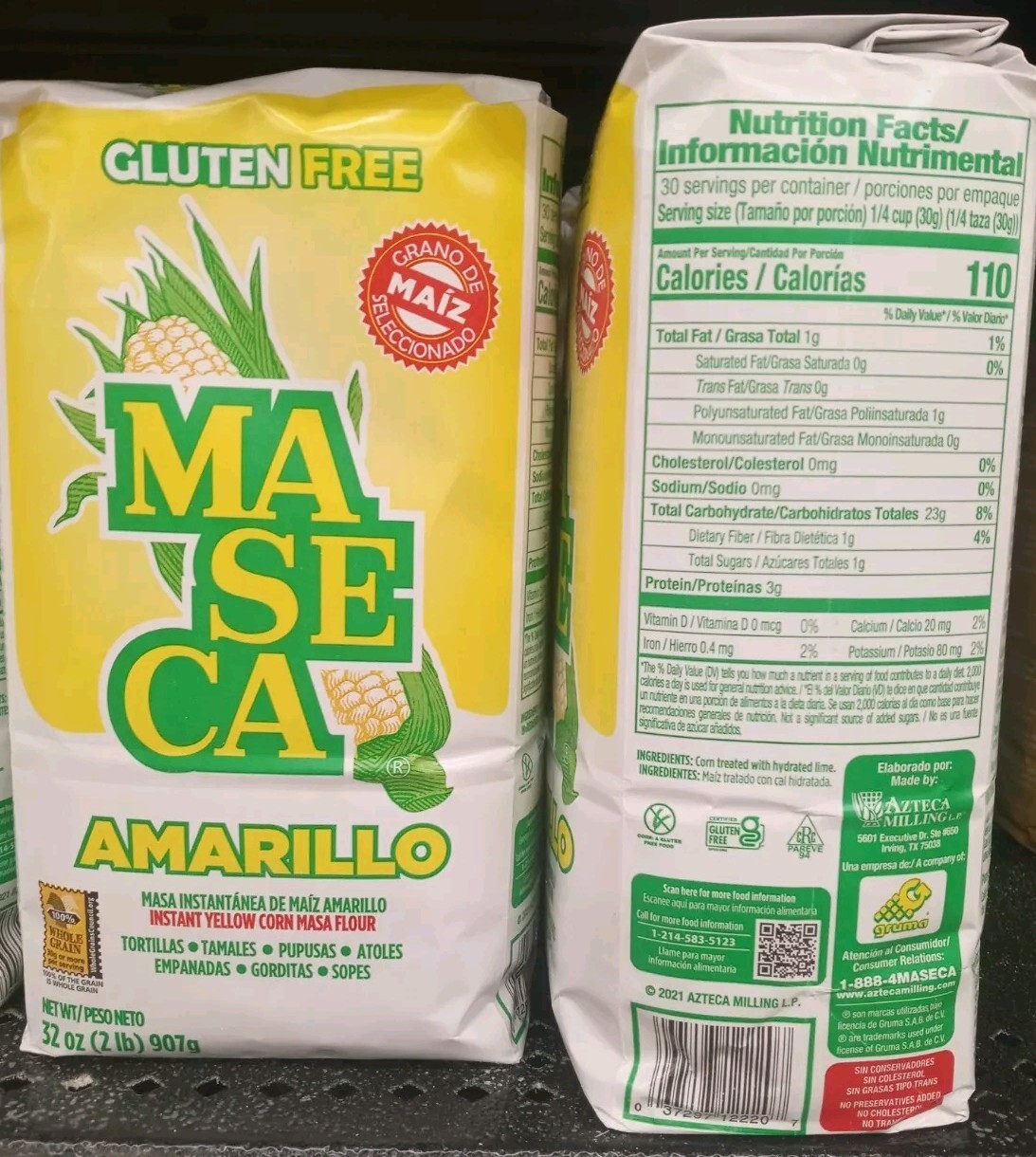 yellow MASECA corn flour. 2 pack